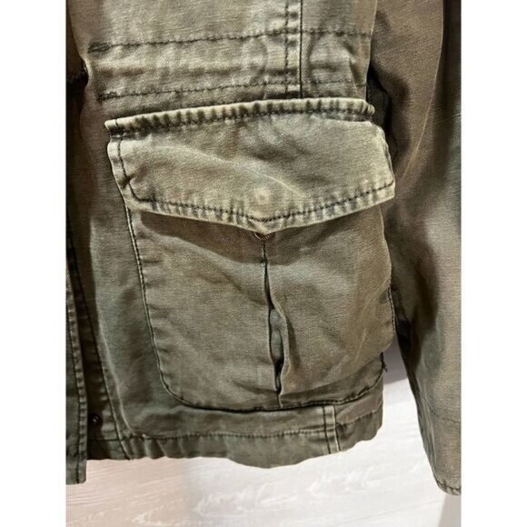 Levis Womens Olive Green Utility Military Style Jacket With Pockets Size L Cotto - Picture 6 of 8